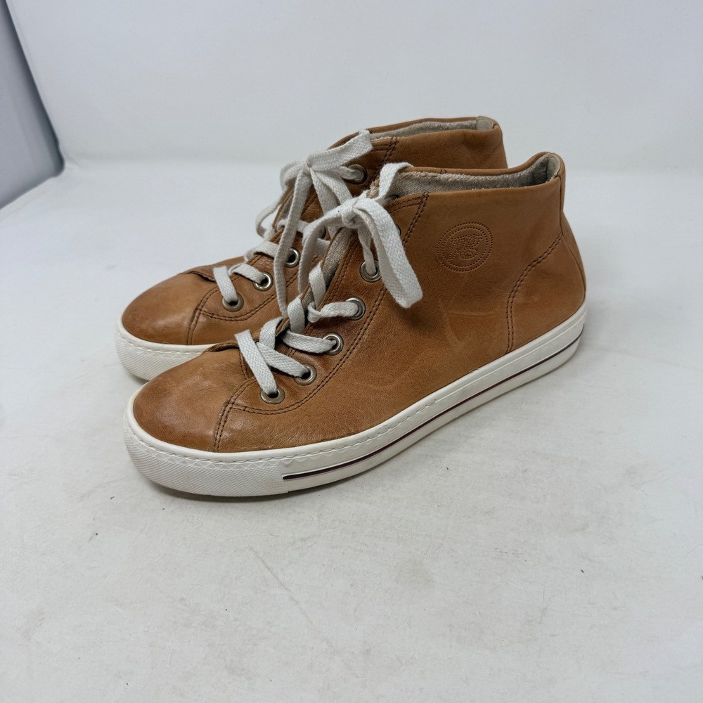 Paul Green High Top Sneakers Tan Size 6 Leather Casual Streetwear Shoes